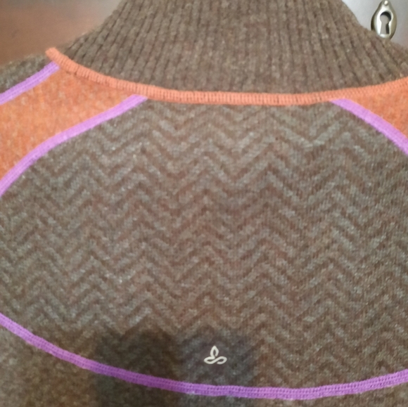 Prana Brown and Orange Quarter-Zip Sweater Med - Picture 9 of 11